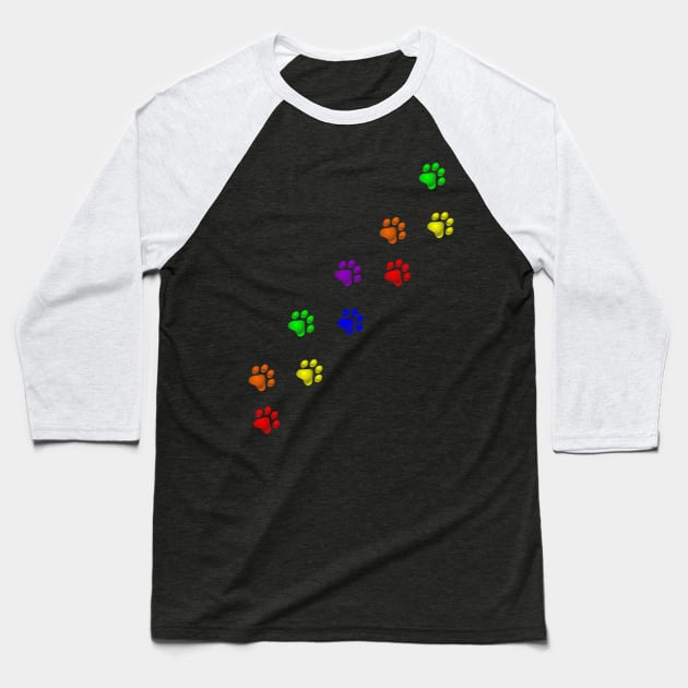 Rainbow Gay Pride Pet Paws Baseball T-Shirt by Muzehack